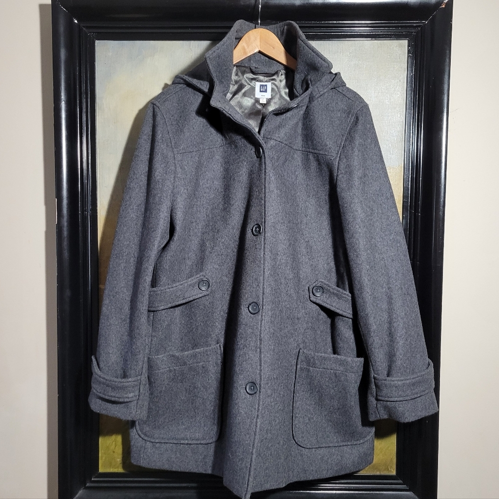 Gap Gray Hooded Pea Coat